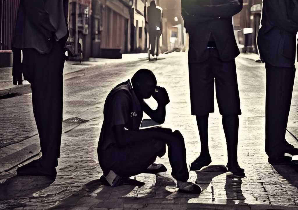 black men in city street