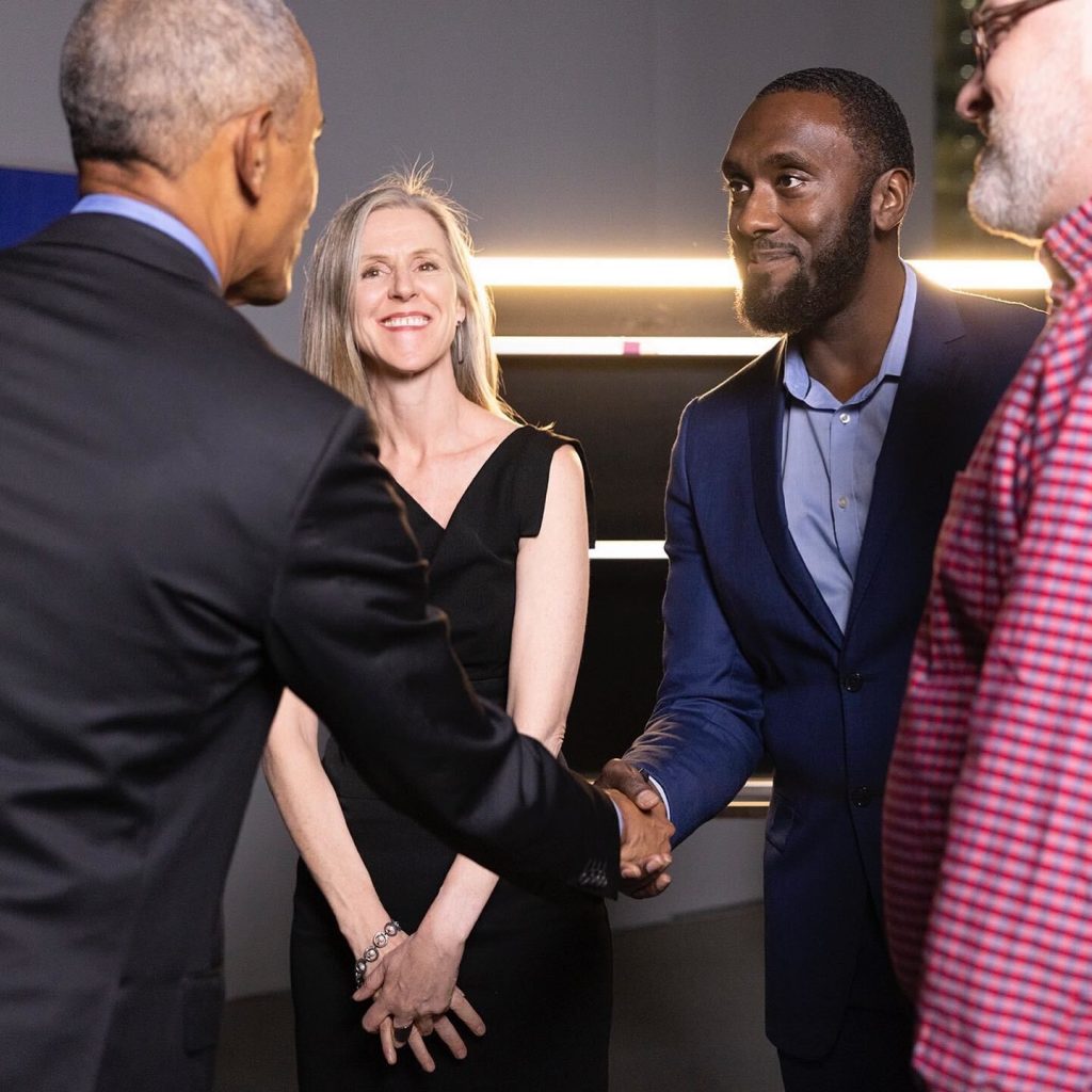Charles Daniels shaking hands with President Barack Obama